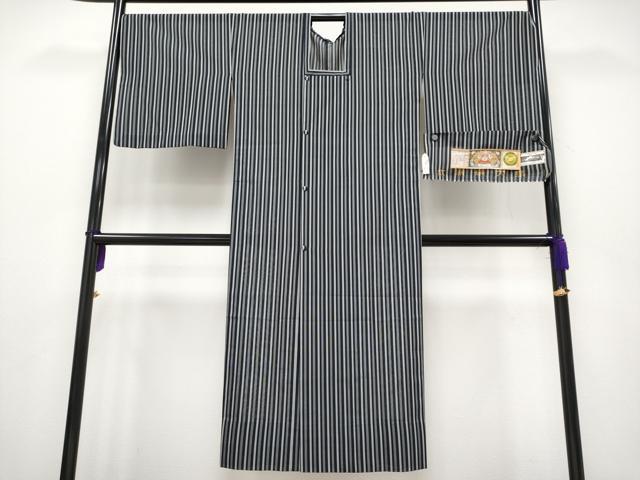 平和屋本店■極上　道行コート　スリーシーズン　春夏秋　塵除け　ロング丈　本場縞大島紬　夏大島　縞　証紙付き　逸品　CYAA2311s5