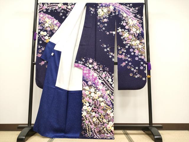 平和屋着物●上質な紬　絞り　麻の葉文様　黒地　正絹　逸品　AABA4304ph 平和屋着物○上質な紬 絞り 麻の葉文様 黒地 正絹 逸品 AABA4304ph