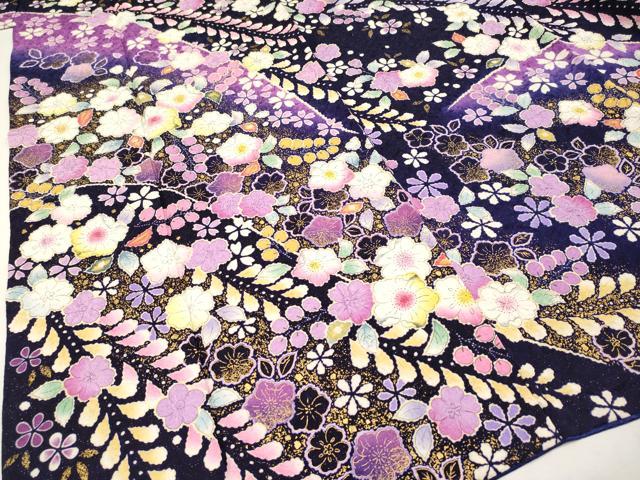 平和屋着物○本場眞錦絢結城紬 100亀甲 エ霞吉祥花文