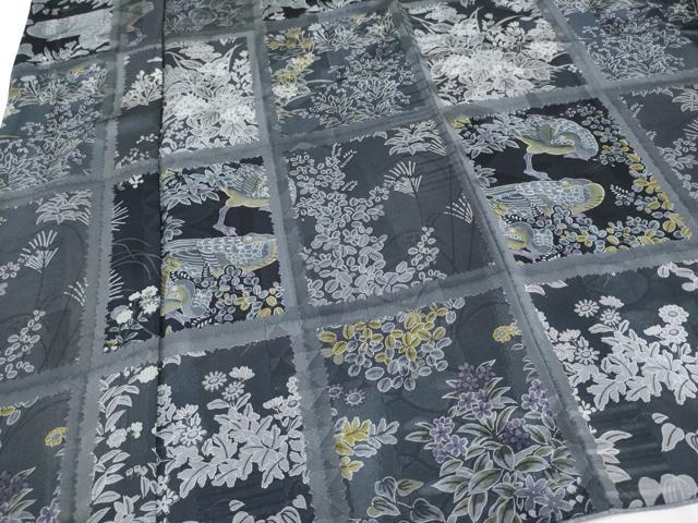 平和屋本店□極上 前田仁仙 仁仙更紗 小紋 格子花鳥文 逸品