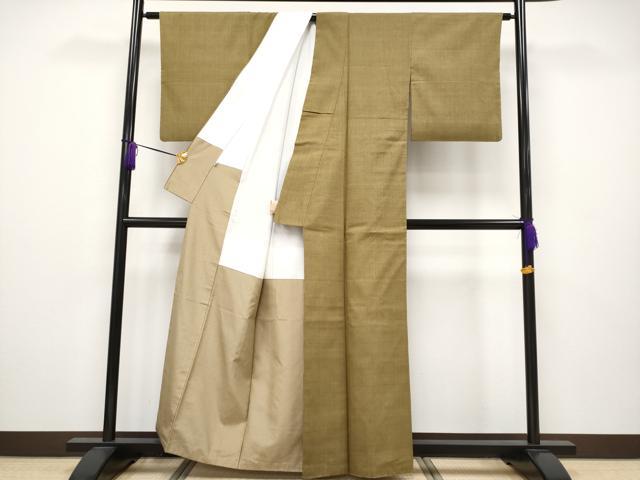 平和屋本店□極上 本場結城紬 重要無形文化財 奥順謹製 色無地