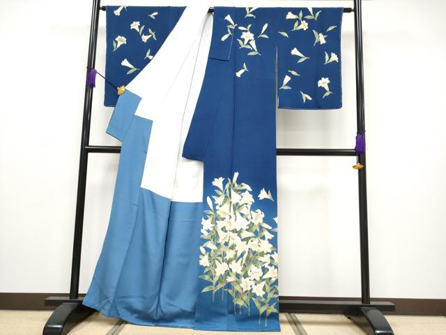 平和屋着物○訪問着 紅型 籬流水草花文 鬼しぼ縮緬 正絹 逸品