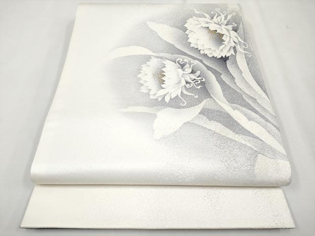 平和屋着物○太鼓柄袋帯 紬地 吉祥文 銀通し地 さが美扱い