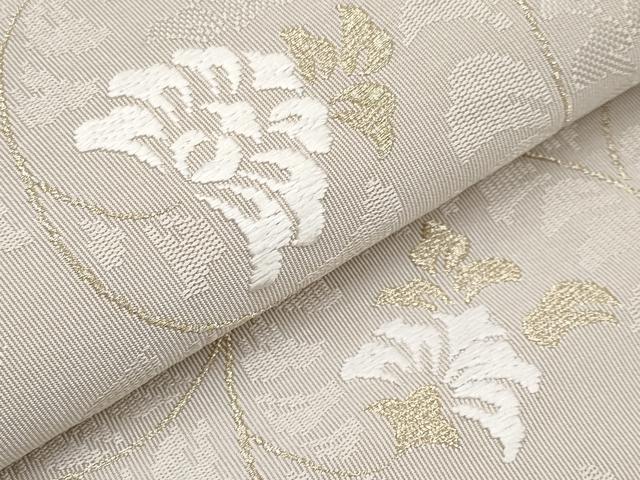 平和屋着物○西陣 河村織物 河村つづれ 八寸名古屋帯 花丸文 金