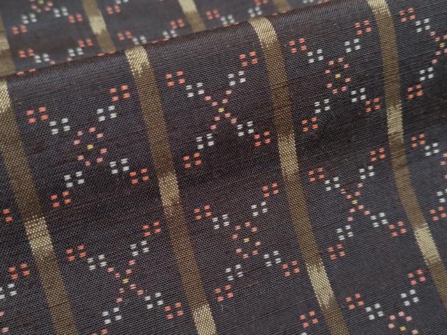 平和屋本店□極上 本場琉球 読谷山花織 紬地 紅消鼠色地