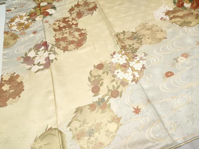 平和屋本店■極上　訪問着　駒刺繍　流水花丸文　暈し染め　金彩　逸品　CYAA2409s5 平和屋本店□極上 訪問着 駒刺繍 流水花丸文 暈し染め 金彩