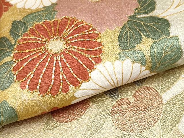 平和屋本店□極上 訪問着 駒刺繍 流水花丸文 暈し染め 金彩 