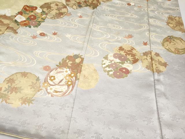 平和屋本店□極上 訪問着 駒刺繍 流水花丸文 暈し染め 金彩 逸品