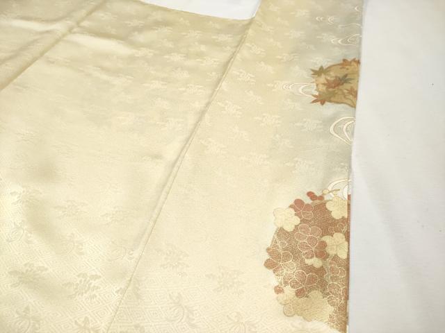 平和屋本店□極上 訪問着 駒刺繍 流水花丸文 暈し染め 金彩 逸品