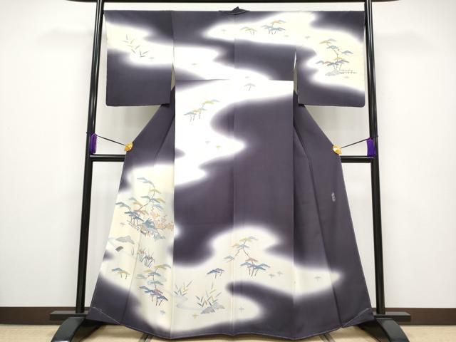 平和屋本店■極上　名門・上野家　上野街子　清染居　訪問着　御所解文　暈し染め　深紫色地　逸品　未使用　CYAA2416s5