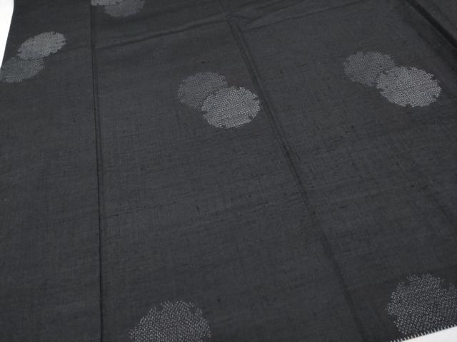 平和屋本店□極上 結城紬 100亀甲 雪輪重ね文 黒地 証紙付き さが美扱い