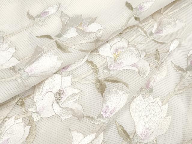 平和屋本店□極上 夏物 訪問着 絽 作家物 総刺繍 枝花文