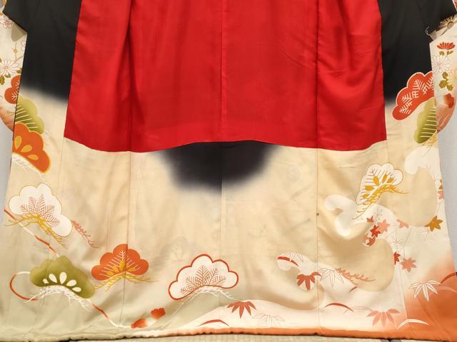 平和屋本店□極上 アンティーク 大正ロマン 振袖 駒刺繍 御所車立波花