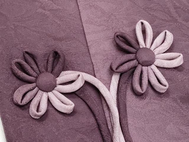 平和屋着物□極上 道中着 ロング丈 型染 舞蝶花文 逸品