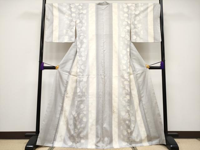 平和屋本店■極上　訪問着　本場染大島紬　刺繍　雪輪重ね文　銀糸　やまと金ラベル　逸品　CYAA2467s5