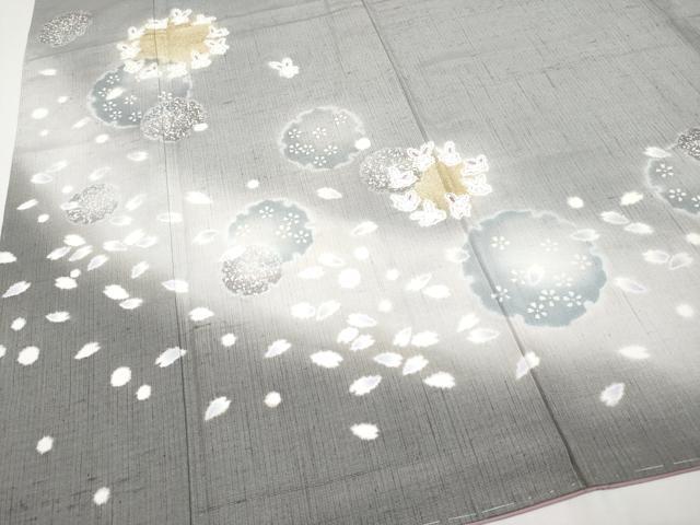 平和屋本店□極上 訪問着 胴抜き仕立て 紬地 兎 雪輪舞桜