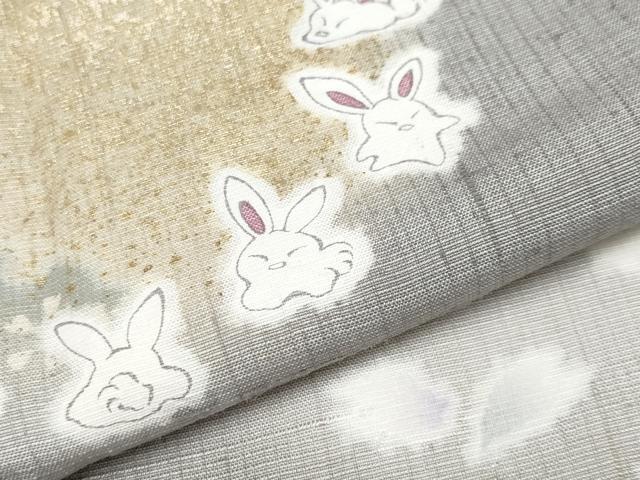 平和屋本店■極上　訪問着　胴抜き仕立て　紬地　兎　雪輪舞桜文　金彩　薄鈍色地　やまと誂製　逸品　未使用　CYAA2475s5 平和屋本店□極上 訪問着 胴抜き仕立て 紬地 兎 雪輪舞桜