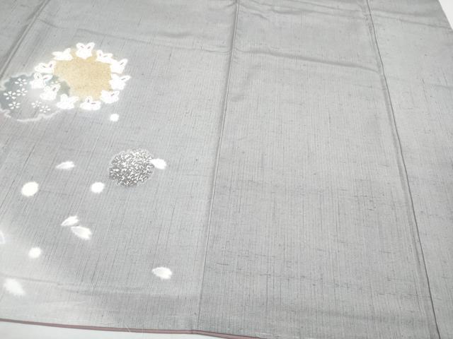 平和屋本店□極上 訪問着 胴抜き仕立て 紬地 兎 雪輪舞桜