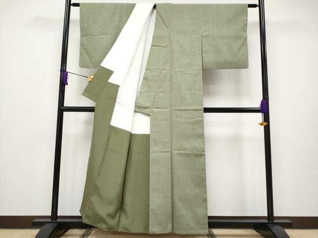 平和屋本店□極上 本場結城紬 重要無形文化財 色無地 柴染色 証紙