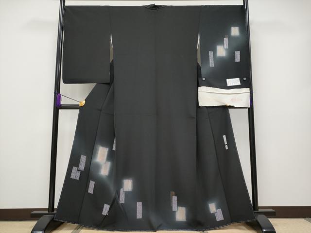 平和屋本店■極上　無形文化財　人間国宝　五嶋敏太郎　訪問着　色紙重ね文　暈し染め　黒地　金彩　反端付き　逸品　未使用　CYAA2481s5