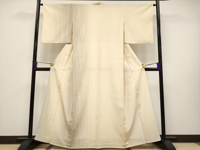 平和屋着物○本塩沢 やまだ織 蚊絣 反端付き 正絹 逸品 未