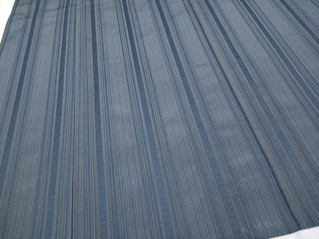 平和屋本店□極上 博多織人 黒木織物 お召 単衣 間道 博多金