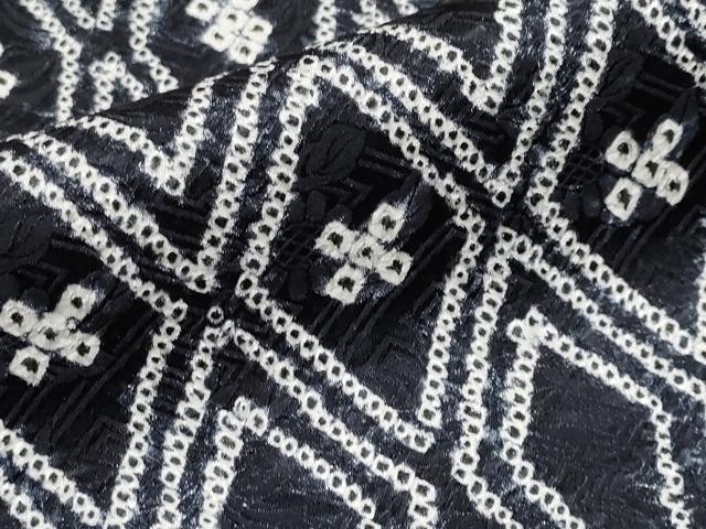 平和屋本店■極上　小紋　絞り　菱繋ぎ　黒地　逸品　CYAA2502s5 平和屋本店□極上 小紋 絞り 菱繋ぎ 黒地 逸品 CYAA2502s5 平和屋本店□