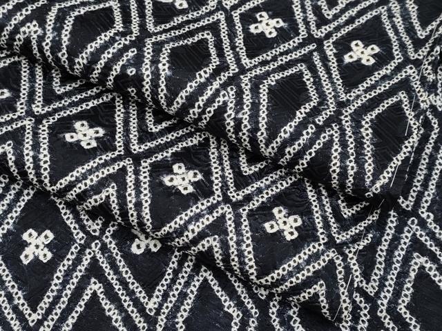 平和屋本店■極上　小紋　絞り　菱繋ぎ　黒地　逸品　CYAA2502s5