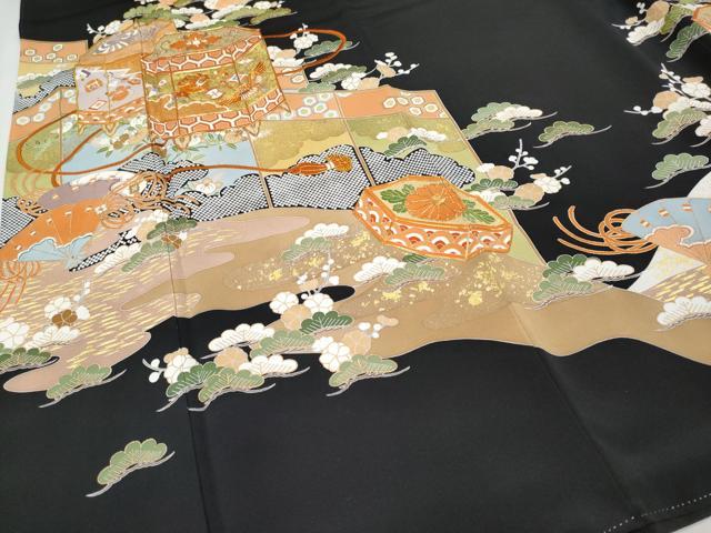 平和屋本店■極上　創業460年・千總　黒留袖　駒刺繍　貝桶宝尽くし吉祥文　金彩　松坂屋扱い　逸品　CYAA2503s5_3