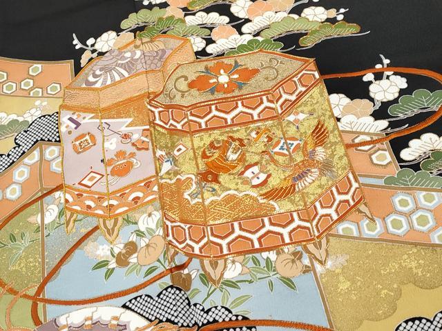 平和屋本店■極上　創業460年・千總　黒留袖　駒刺繍　貝桶宝尽くし吉祥文　金彩　松坂屋扱い　逸品　CYAA2503s5_2