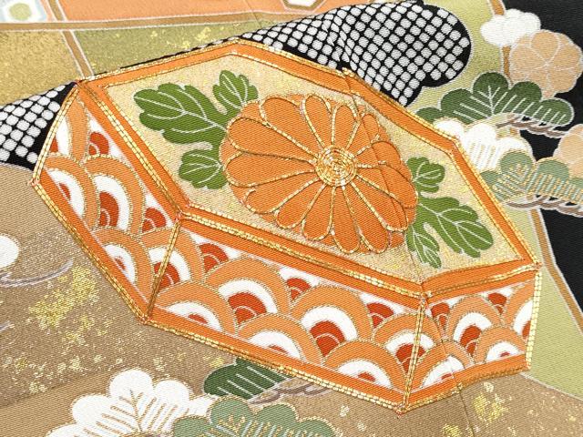 平和屋本店■極上　創業460年・千總　黒留袖　駒刺繍　貝桶宝尽くし吉祥文　金彩　松坂屋扱い　逸品　CYAA2503s5_5