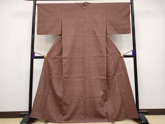 平和屋本店■極上　結城紬　単衣　色無地　赤褐色地　逸品　未使用　CYAA2511s5 平和屋本店□極上 結城紬 単衣 色無地 赤褐色地 逸品 未使用