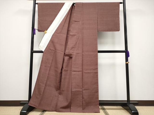 平和屋本店■極上　結城紬　単衣　色無地　赤褐色地　逸品　未使用　CYAA2511s5 平和屋本店▽極上 結城紬 単衣 色無地 赤褐色地 逸品 未使用