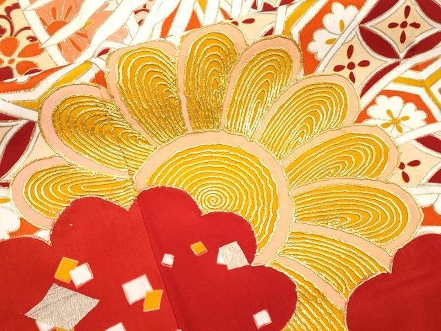 平和屋本店□極上 アンティーク 大正ロマン 振袖 駒刺繍 相良刺繍 飛鶴吉祥