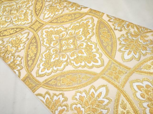 平和屋本店□極上 西陣 川島織物 六通柄 本袋帯 七宝花唐草