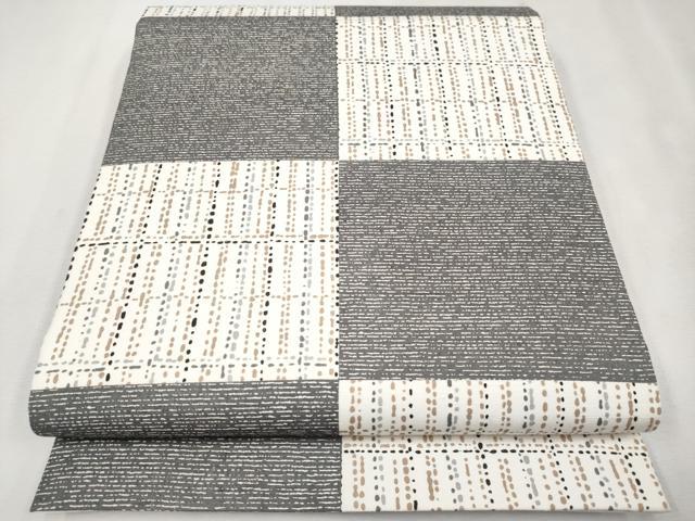 平和屋本店■極上　二代目 川村久太郎　全通柄袋帯　紬地　市松吉祥文　逸品　CYAA2543s5