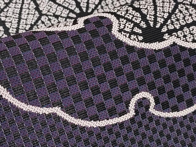 平和屋本店□極上 俳優・杉良太郎 六通柄袋帯 雪輪麻の葉文様 黒地