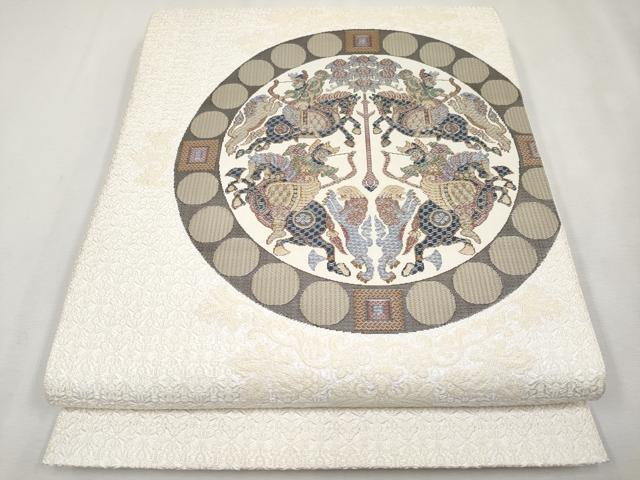 平和屋本店■極上　本場筑前博多織　八寸名古屋帯　四天王文　逸品　未使用　CYAA2552s5