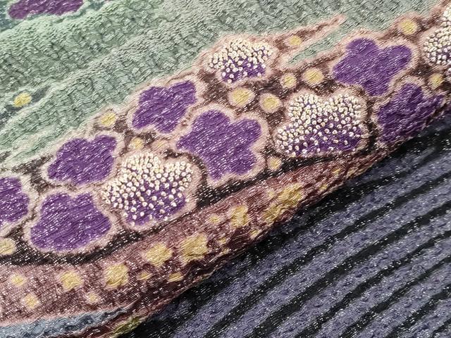 平和屋本店○極上 十日町 名門 滝泰謹製 太鼓柄袋帯 相良刺繍 おぼろ染