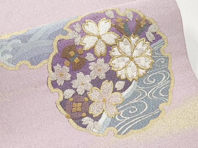 平和屋本店■極上　西陣　川島織物セルコン（じゅらく）謹製　爪掻き本綴れ　太鼓柄袋帯　相良刺繍　金銀糸　反端付き 逸品 CYAA2570s5 平和屋本店□極上 西陣 川島織物セルコン（じゅらく）謹製 爪掻き本