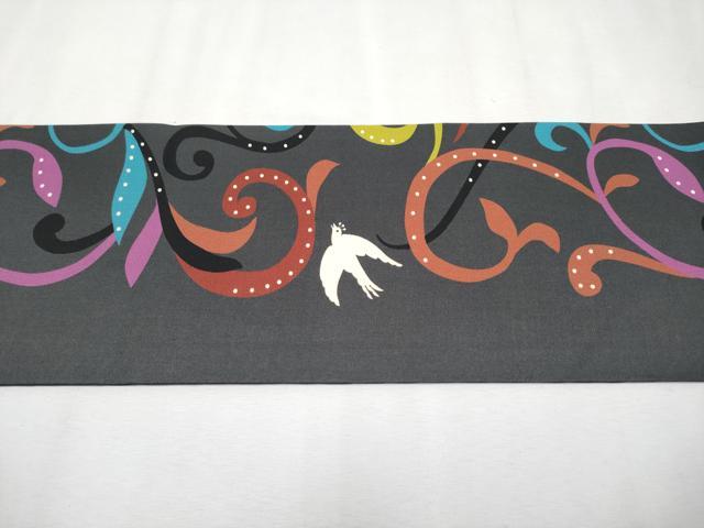 平和屋本店□極上 塩瀬 全通柄 九寸名古屋帯 飛鳥唐草文