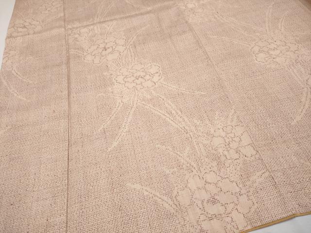 平和屋本店□極上 本場結城紬 重要無形文化財 80亀甲 牡丹 洗柿色