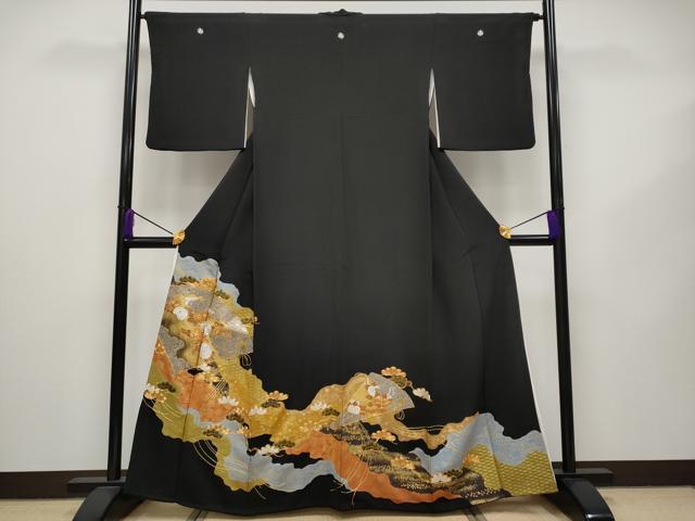 平和屋本店■極上　創業460年・千總　黒留袖　螺鈿　駒刺繍　道長桧扇枝花文　金彩　逸品　CYAA2602s5