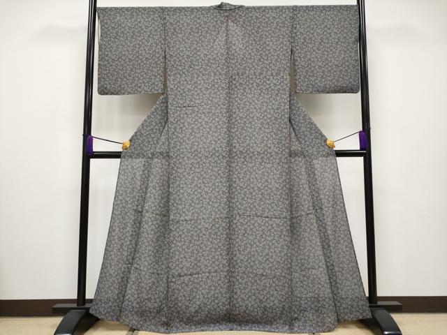 平和屋着物□極上 夏物 江戸小紋 絽 花尽し 黒地 さが美扱い 逸品