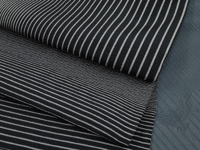 平和屋着物■極上　染色作家　斉藤三才　小紋　縞　黒地　逸品　CYAA2612s5