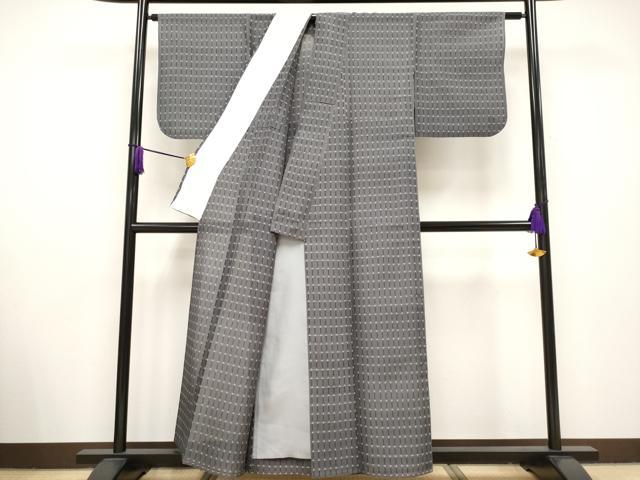 平和屋着物□極上 夏物 本場琉球絣 夏琉球 格子柄 丼鼠色