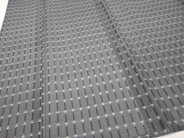 平和屋着物□極上 夏物 本場琉球絣 夏琉球 格子柄 丼鼠色