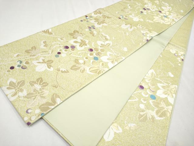 平和屋着物■極上　六通柄袋帯　唐織　葡萄蔦の葉文　金糸　逸品　未使用　CYAA3152s5 平和屋着物□極上 六通柄袋帯 唐織 葡萄蔦の葉文 金糸