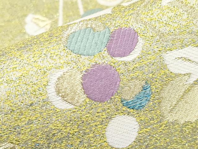 平和屋着物□極上 六通柄袋帯 唐織 葡萄蔦の葉文 金糸