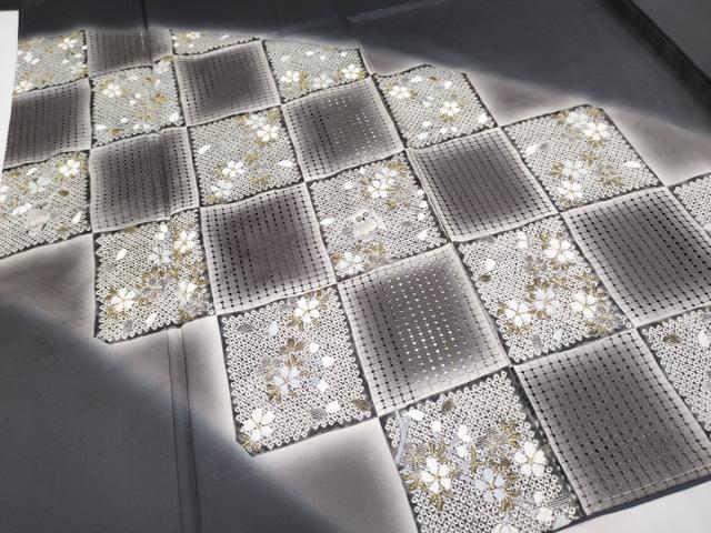 平和屋着物□極上 中国三大刺繍 スワトウ刺繍 訪問着 本場染大島紬